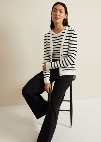 Phase Eight Chloe Stripe Knitwear White/Navy Australia | DN8319572